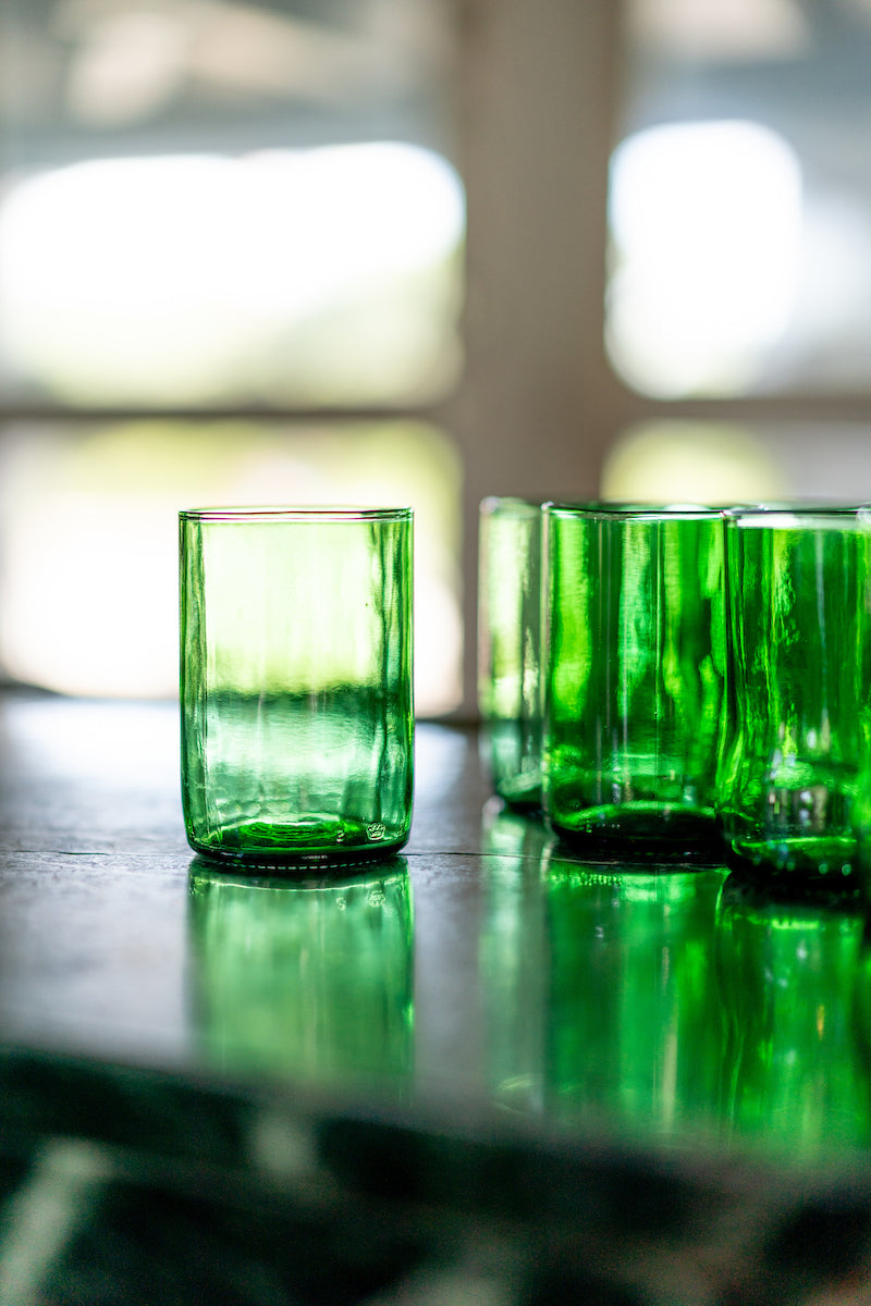 rise n°1 Recycled Glasses - Bottle Green (6 oz.) - Set of 6
